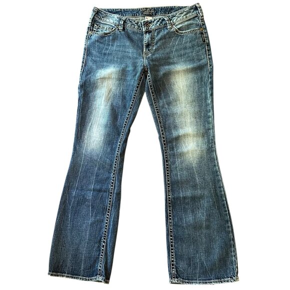 Silver Jeans Aiko Bootcut Embroidered Pockets Women's Size 32/33 Medium Wash - Picture 1 of 6